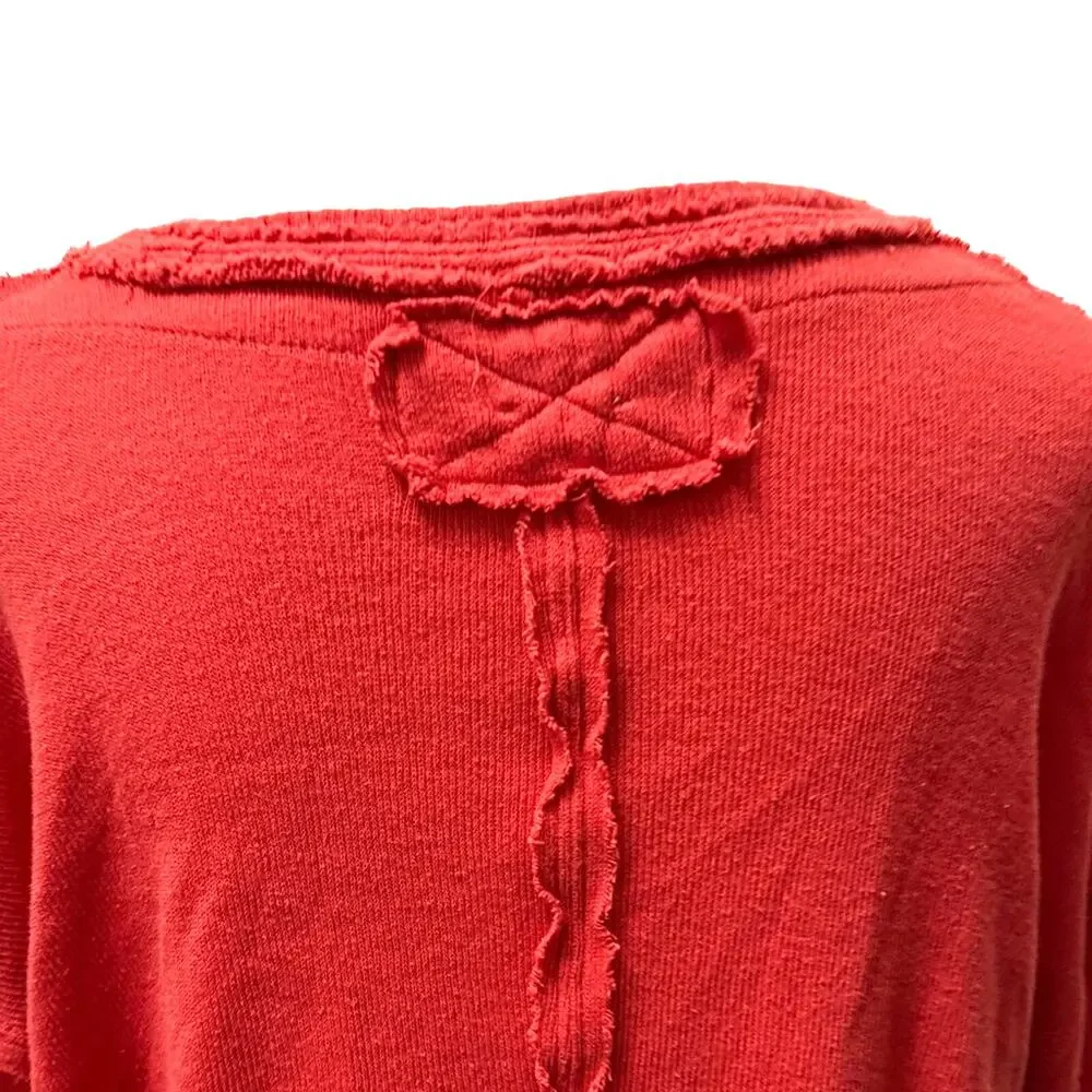 Free People We The Free Colby Tee Orange Slouchy Raw Hem Oversized Top Medium